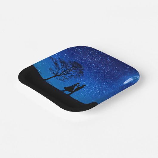 Liebhaber unter Vollmond Pappteller (Gewinkelt)