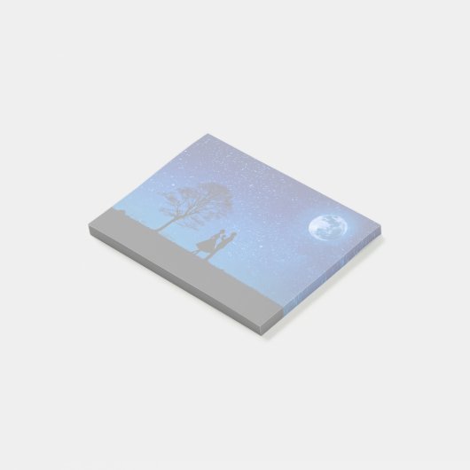 Liebhaber unter Vollmond Post-it Klebezettel (angewinkelt)