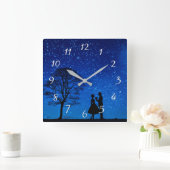 Liebhaber unter Vollmond Quadratische Wanduhr (Zuhause)