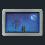 Liebhaber unter Vollmond Rechteckige Gürtelschnalle<br><div class="desc">Liebhaber unter Vollmond mit blauem Sternenhimmel-Abend. 100% anpassbar. Klicken Sie auf die Schaltfläche CUSTOMIZE,  um einen der Schriftart oder Grafiken hinzuzufügen,  zu verschieben,  zu löschen,  zu verändern oder zu verändern.</div>