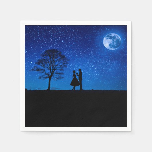 Liebhaber unter Vollmond Serviette (Vorderseite)