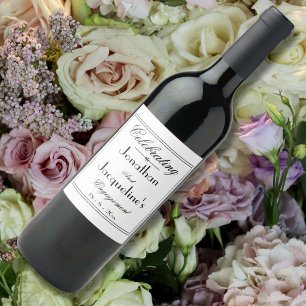 Liebhaber von Hochzeitstag-Engagement: Chic White Weinetikett