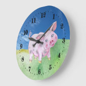 Liebhaber von niedlichen Landschweinen Große Wanduhr (Winkel)