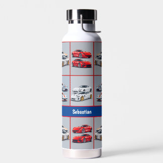 Liebhaber von Sportwagen aus Rot und Weiß Trinkflasche