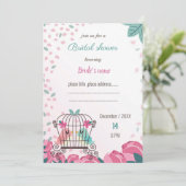 Liebhaber von Vögeln in Käfig Blumenbrause Einladu (Stehend Vorderseite)