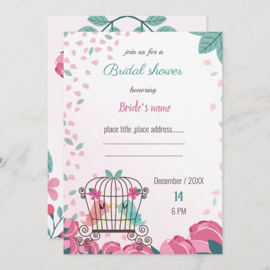 Liebhaber von Vögeln in Käfig Blumenbrause Einladu (Vorne/Hinten)