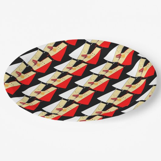 Liebhaber von Wein und Käse Pappteller (Schrägansicht)