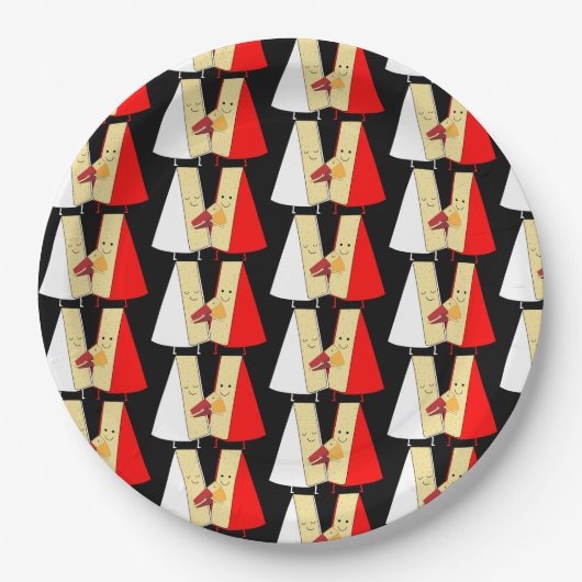 Liebhaber von Wein und Käse Pappteller (Vorderseite)