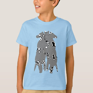 Liebhaber-Zebrastreifen im Vintage-Retro-OpArt-Des T-Shirt