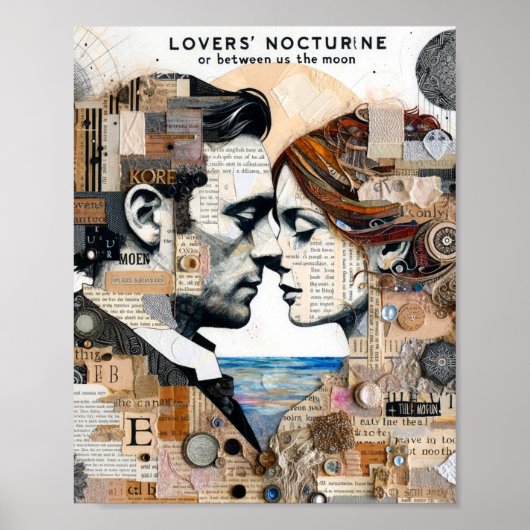 Liebhaber zwischen uns und der Mond-Mischmedienkol Poster (Vorne)