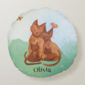 Liebkatzenfamilie Rundes Kissen (Rückseite)