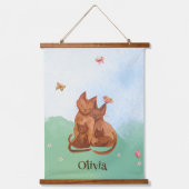 Liebkatzenfamilie Wandteppich Mit Holzrahmen (Vorderseite)