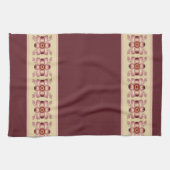 Lieblich blumengeschmückte Bordeaux und Creme Geschirrtuch (Horizontal)