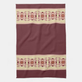 Lieblich blumengeschmückte Bordeaux und Creme Geschirrtuch (Vertikal)