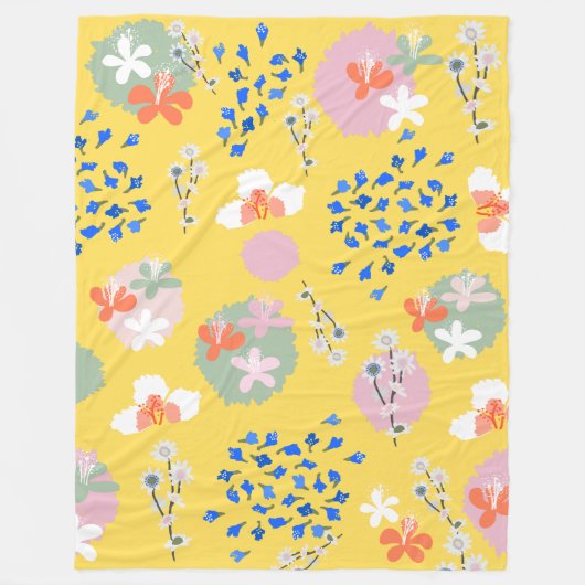 Lieblich bunter Sommer floral l Retro l Gelb Fleecedecke (Vorderseite)