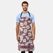 Lieblich datiert personalisierter Name auf rosa Schürze (Getragen)