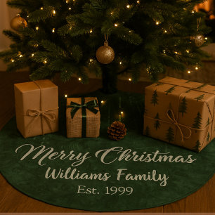 Lieblich Grün frohe Weihnachten Floral Fleece Weihnachtsbaumdecke