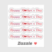 Lieblich Happy Mother's Day Typografy Herztext Aufkleber (Blatt)
