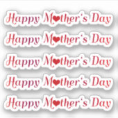 Lieblich Happy Mother's Day Typografy Herztext Aufkleber (Vorderseite)