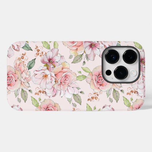 Lieblich hellrosa Rose Muster Case-Mate iPhone c Case-Mate iPhone Hülle (Rückseite (Horizontal))