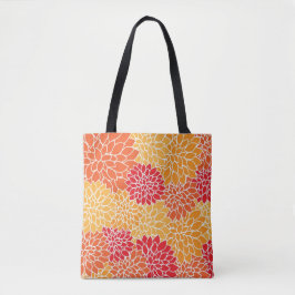 Lieblich Orange und Red Dahlia Floral Tasche