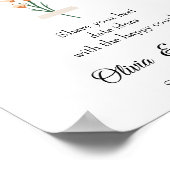 Lieblich rosa Aquarellfarben Wildblume Hochzeitsta Poster (Ecke)