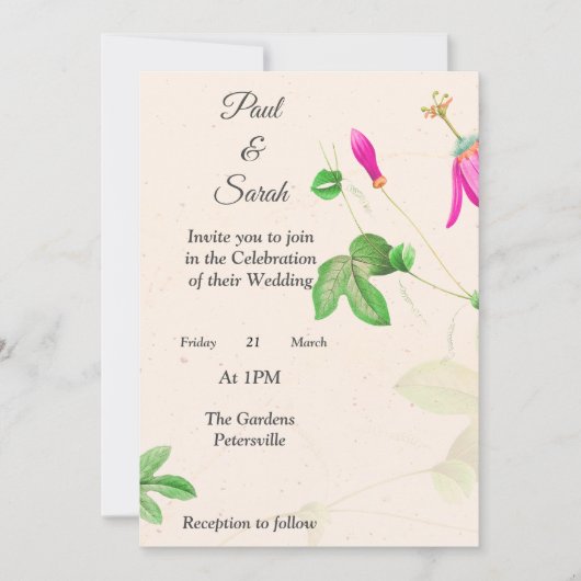 Lieblich rosa Blüten Einladung Hochzeit, (Vorderseite)