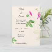 Lieblich rosa Blüten Einladung Hochzeit, (Stehend Vorderseite)