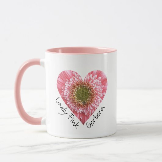 Lieblich rosa Gerbera - Herzform Tasse (Links)