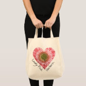 Lieblich rosa Gerbera - Herzform Tragetasche (Vorderseite (Produkt))