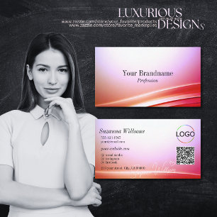 Lieblich rosa Lilac-gekleidetes Deko-Logo und QR-C Visitenkarte