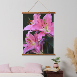 Lieblich rosa Lily bluboms floral Wandteppich Mit Holzrahmen