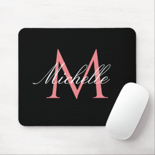 lieblich rosa Monogramm schwarz  Mousepad