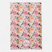 Lieblich rosa, orange Tan Mit Monogramm Geschirrtuch (Vertikal)