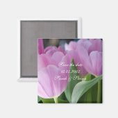 Lieblich rosa Tulips Rett date Magnet (Vorderseite/Rückseite)