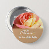 Lieblich rosa und gelbe Blume Hochzeitsnadel. Button (Vorne & Hinten)