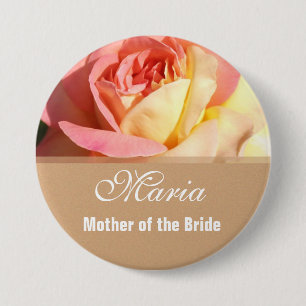 Lieblich rosa und gelbe Blume Hochzeitsnadel. Button