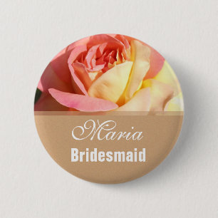 Lieblich rosa und gelbe Blume Hochzeitsnadel. Button