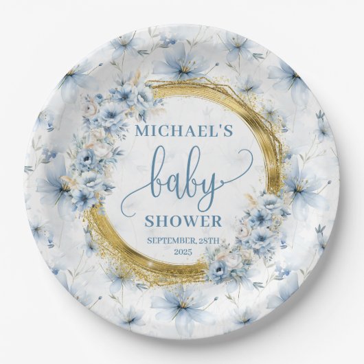 Lieblich staubige Blumen goldfarben boho personali Pappteller (Vorderseite)