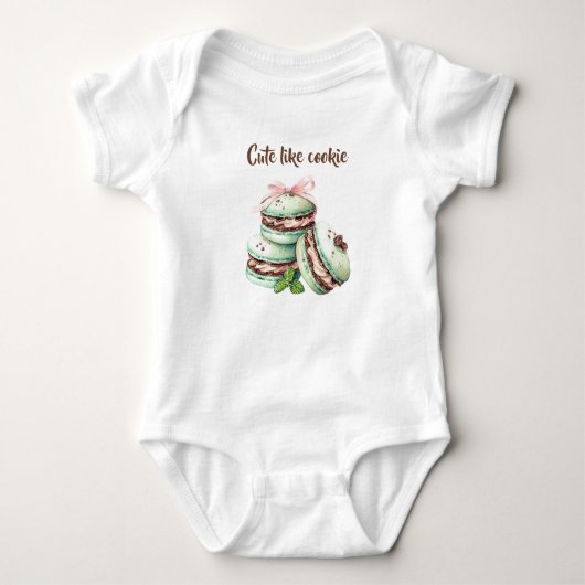 Lieblich süßer 'Cute Like Cookie' Macaron Bodysuit Baby Strampler (Vorderseite)
