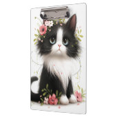 Lieblich Tuxedo Kitten mit Blume Klemmbrett (Links)
