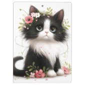 Lieblich Tuxedo Kitten mit Blume Klemmbrett (Rückseite)