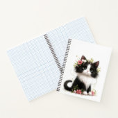 Lieblich Tuxedo Kitten mit Blume Notizblock (Innenseite)