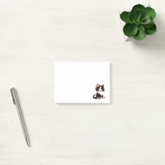Lieblich Tuxedo Kitten mit Blume Post-it Klebezettel (Büro)