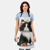 Lieblich Tuxedo Kitten mit Blume Schürze (Getragen)