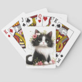 Lieblich Tuxedo Kitten mit Blume Spielkarten (Rückseite)