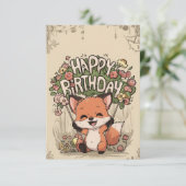 Lieblich verzaubert Fox Birthday Karte (Stehend Vorderseite)