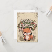 Lieblich verzaubert Fox Birthday Karte (Vorderseite/Rückseite Beispiel)