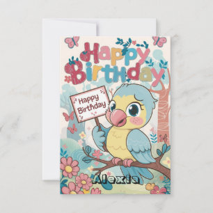 Lieblich verzauberter Papagei Digital Geburtstag Karte
