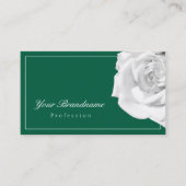 Lieblich White Rose auf Green Simple and Pleasant Visitenkarte (Vorderseite)